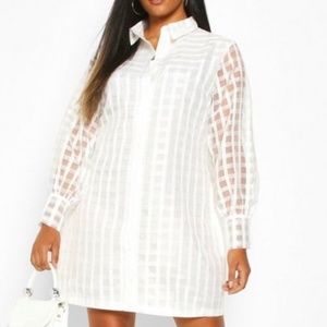 Plus Organza Flannel Shirt Dress